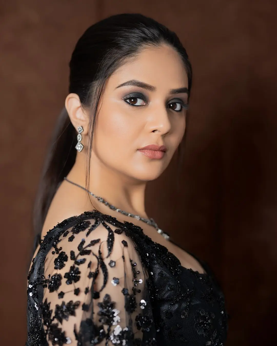 maa tv anchor sreemukhi in white lehenga black choli